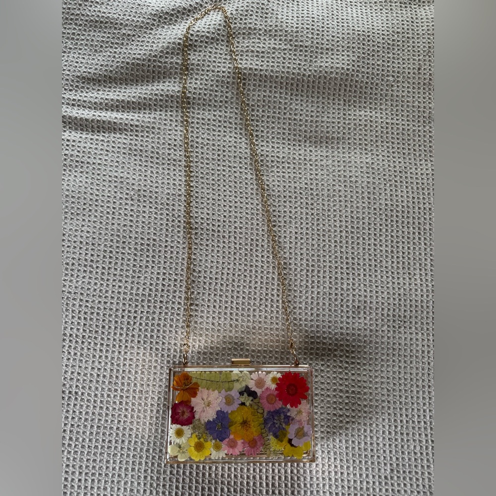 Pressed Flower Clear Acrylic Chain Crossbody